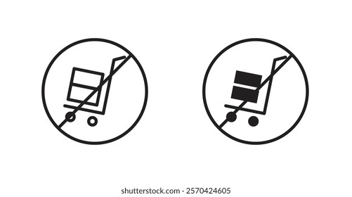 No hand truck sign vectors set in black. line and flat versions