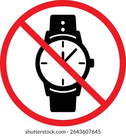 No hand watch icon. Do not use watches sign. No watch time symbol. flat style.
