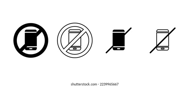 no handphone icon. no phone icon set - stock vector.	