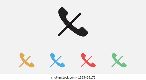 No handset icon. Forbidden receiver icon.No phone, telephone, cellphone. Warning and forbidden sign. Forbidden handset icon. Filled vector icon. Forbidden call vector.Set of colorful flat design icons