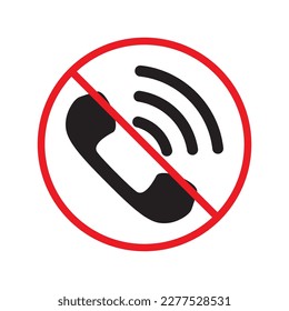 No handset vector icon. Forbidden receiver icon. No phone flat sign design. Prohibited calling vector icon. Warning, caution, attention, restriction ban label symbol pictogram. Do not call vector sign