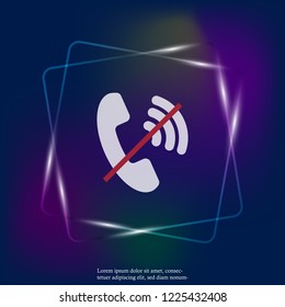 No handset vector neon light icon. Flat image no phone icon. Layers grouped for easy editing illustration. For your design.