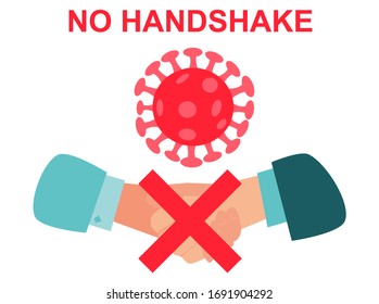 No handshake. Business hands Vector illustration. Covid-19. The most transmission of virus or bacteria from hand touch. Corona virus Concept health safety protection coronavirus epidemic 2019 nCoV.