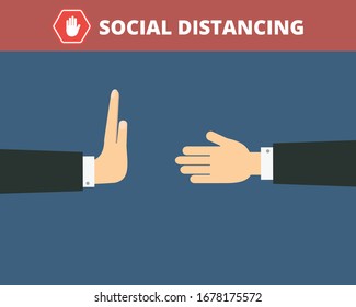 No handshake concept in a flat design. Business hands Vector illustration. Concept of social distancing because of pandemic disease corona virus and Protection from Covid-19 virus.