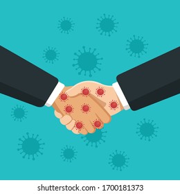 no handshake Corona virus transmitted through a handshake. covid 19 infection vector illustration