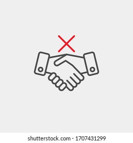 Kein handshake flacher Vektorillustration-Schild. Händchensymbol schütteln