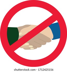 No hay icono de apretón de manos para evitar la infección por el coronavirus. No agitar vector, prohibir ilustración, ilustración prohibida.