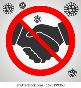 no handshake icon. Avoid touching to prevent spread of coronavirus. Social Distancing Concept. Stop Novel Corona Virus Disease 2019-nCov Pandemic 