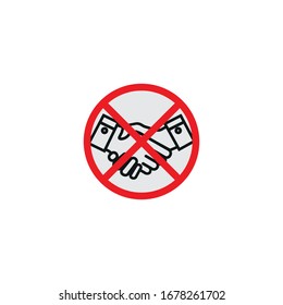 Ningún icono de apretón de manos con signo rojo prohibido