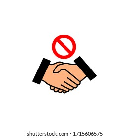 no handshake icon vector illustration. good for prevent coronavirus or self protect from virus transmission. perfect for any purposes.