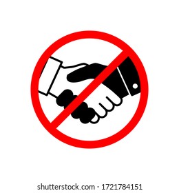 No handshake icon vector illustration. Stop contact. No deal. No physical contact. Prevention of coronavirus disease