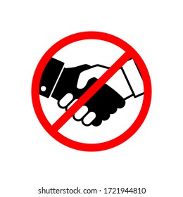 No handshake icon vector illustration. Stop contact. No deal. No physical contact. Prevention of coronavirus disease