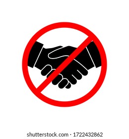 No handshake icon vector illustration. Stop contact. No deal. No physical contact. Prevention of coronavirus disease