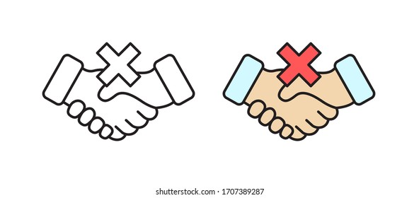 No handshake icon. Vector symbol illustration. Coronavirus stop concept.