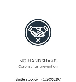 No hay vector de icono de apretón de manos. Icono moderno plano sin apretón de manos de la colección Coronavirus Prevention aislado en fondo blanco. La ilustración vectorial puede utilizarse para el diseño gráfico web y móvil, el logotipo, 