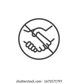 No handshake line icon. Handshake ban linear style sign for mobile concept and web design. Stop Handshake outline vector icon. Symbol, logo illustration. Vector graphics