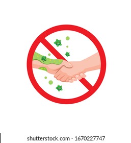 no handshake prevention disease transmition. stop physical contact avoid infection from virus cartoon flat illustration vector isolated in white background