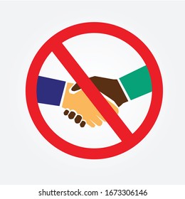 No Handshake  sign on white background.covid19 crisis concept.vector illustration.eps10.