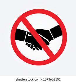 No Handshake  sign on white background.covid19 crisis concept.vector illustration.eps10.