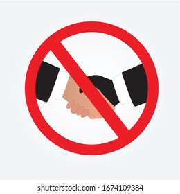 No Handshake  sign on white background.covid19 crisis concept.vector illustration.eps10.