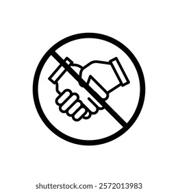 No handshake sign vector in black colors