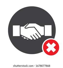 No handshake vector icon. Dont shake hands. handshake pictogram for virus prevention