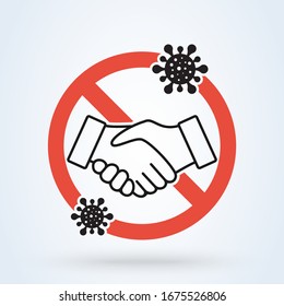 No handshake for virus prevention concept. Bacteria when shaking hands. vector illustration