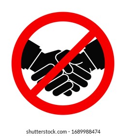 no handshake for virus prevention concept, sign symbol icon vector flat illustration