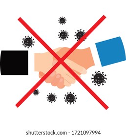 No handshake for virus prevention concept. Bacteria when shaking hands. vector illustration. covid 19
