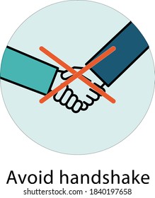 no handshake for virus prevention concept, sign symbol icon flat vector illustration