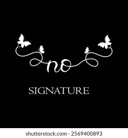 NO Handwritten initial letter, NO simple signature vector logo with butterfly shape variation, beauty, photography letter logo design. N O