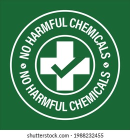 no harmful chemicals added vector icon with cross and tick mark, white in color