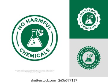 No harmful chemicals badge logo design. Suitable for health, chemical product, information and product label
