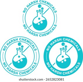 Sem logotipo de produtos químicos duros - Modelo de emblema de vetor para rótulos seguros e naturais de produtos