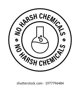 'no harsh chemicals' vector icon isolated on white background. 'chemical free' minimal vector stamp