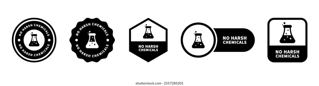 No Harsh Chemicals - vector signs for product information label.