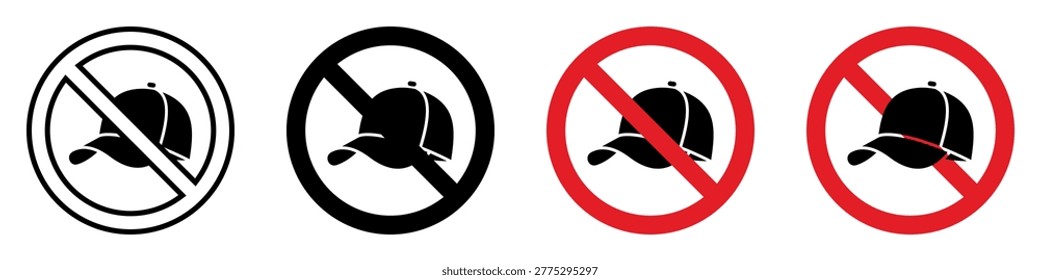 No Hat icon set. Vector illustration of no hats allowed symbols in different styles. vector illustration on white background
