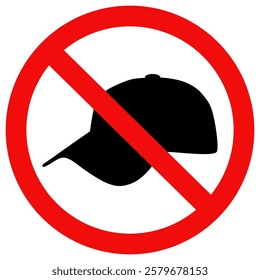 No hat icon sign. Hat prohibition sign. Flat style vector illustration editable isolated design.