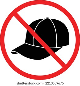 No hat prohibition sign on white background. No cap symbol. Warning no hat sign. flat style.
