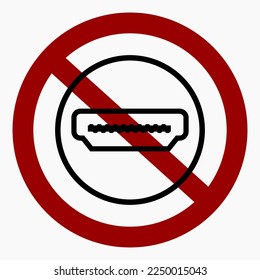 No HDMI connector. No HDMI.  Commercial line vector icon for websites and mobile minimalistic flat design.