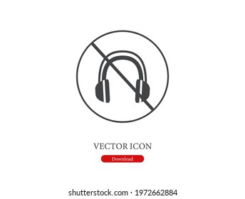 No headphone vector icon.  Editable stroke. Symbol in Line Art Style for Design, Presentation, Website or Apps Elements. Pixel vector graphics - Vector