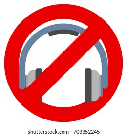 No headphones prohibition sign vector illustration. Flat style design. Colorful graphics