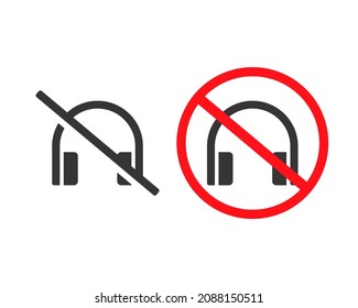 No hay señal de audífonos. Los auriculares están prohibidos. Vector de ilustración 