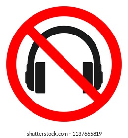 NO HEADPHONES sign. Vector.