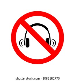 No headphones sign, Vector illustration.