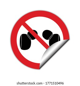 No Headphones  vector. Not allow   Earphones  sign. The red circle prohibiting sing 