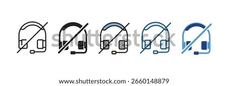 No Headset Icon Set – Prohibition Communication Symbols