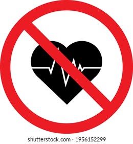 No Health Care Sign Vector. Black On White Background. Lack Of Adequate Health Services. Safety Signs And Symbols.