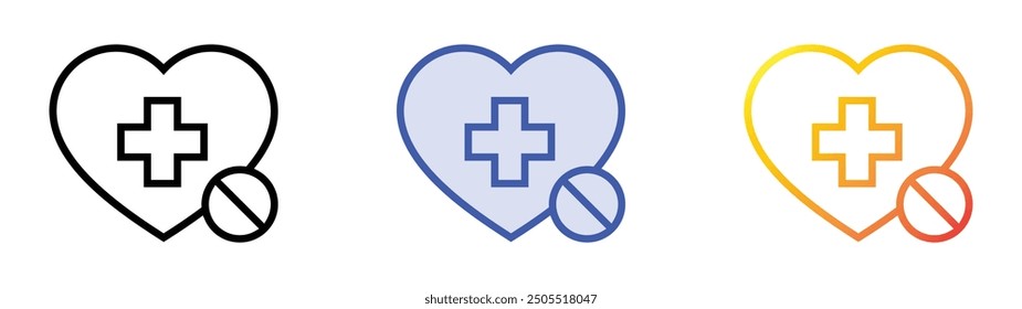 no healthcare icon. Linear, Blue Fill and Gradient Style Design Isolated On White Background