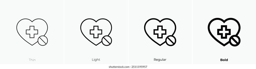 no healthcare icon. Thin, Light Regular And Bold style design isolated on white background